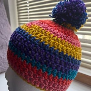 Rainbow hat with Pom